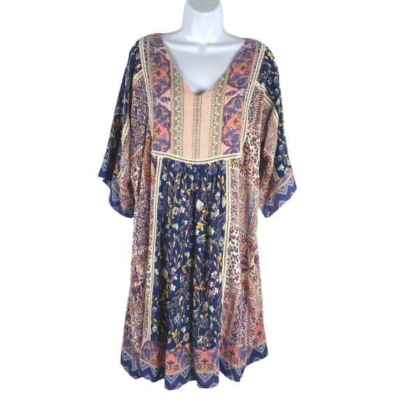 Sundance My Favorite Patchwork Dress XS Floral Paisley Rayon Boho DR-1528 - Picture 3 of 11